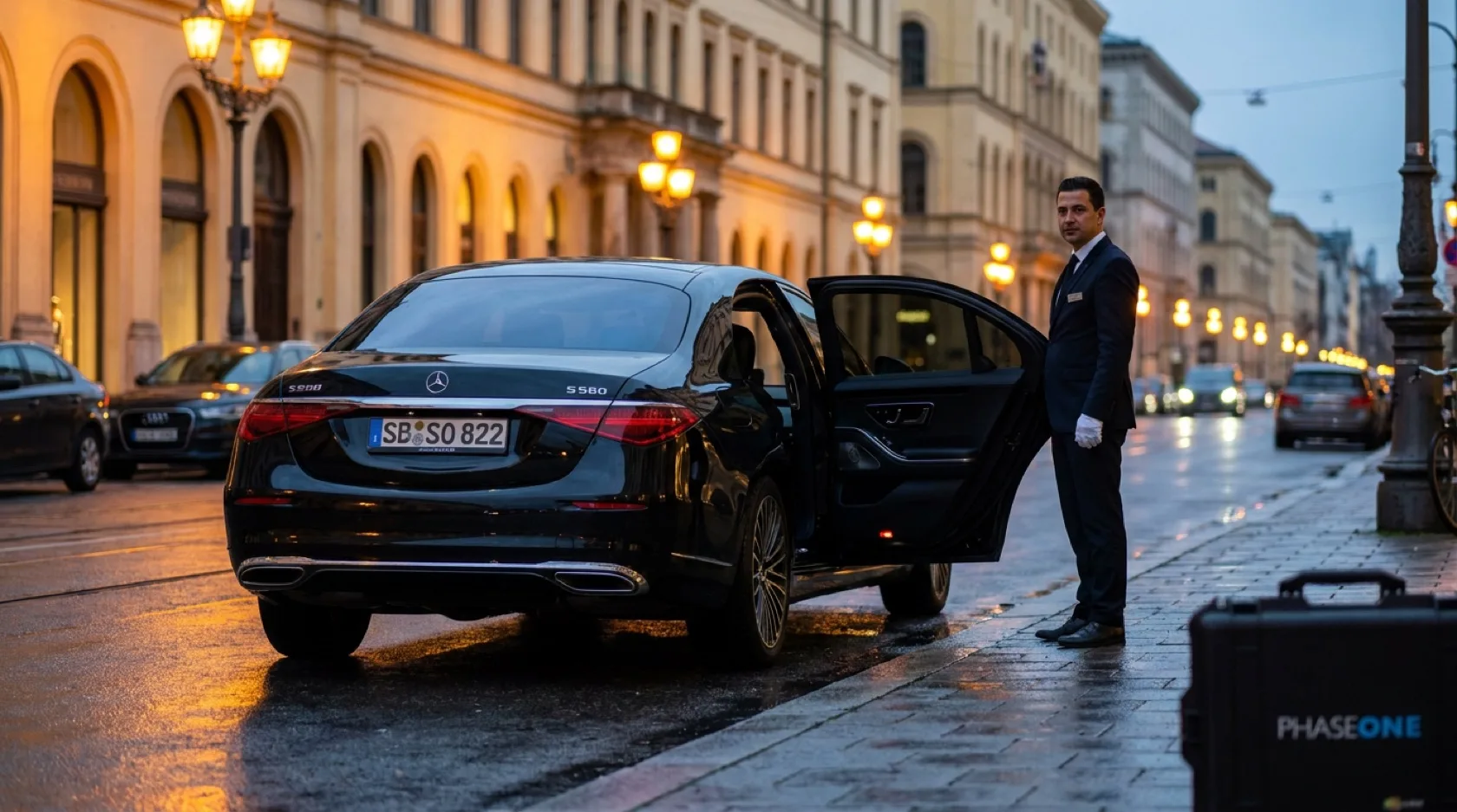 S-Class at Maximilianstraße Munich by night