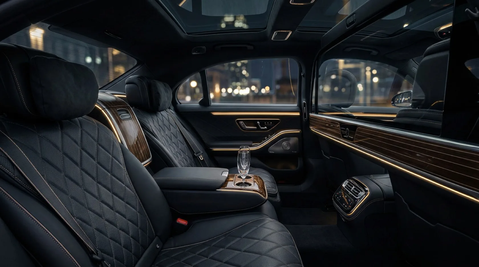 S-Class interior with ambient lighting
