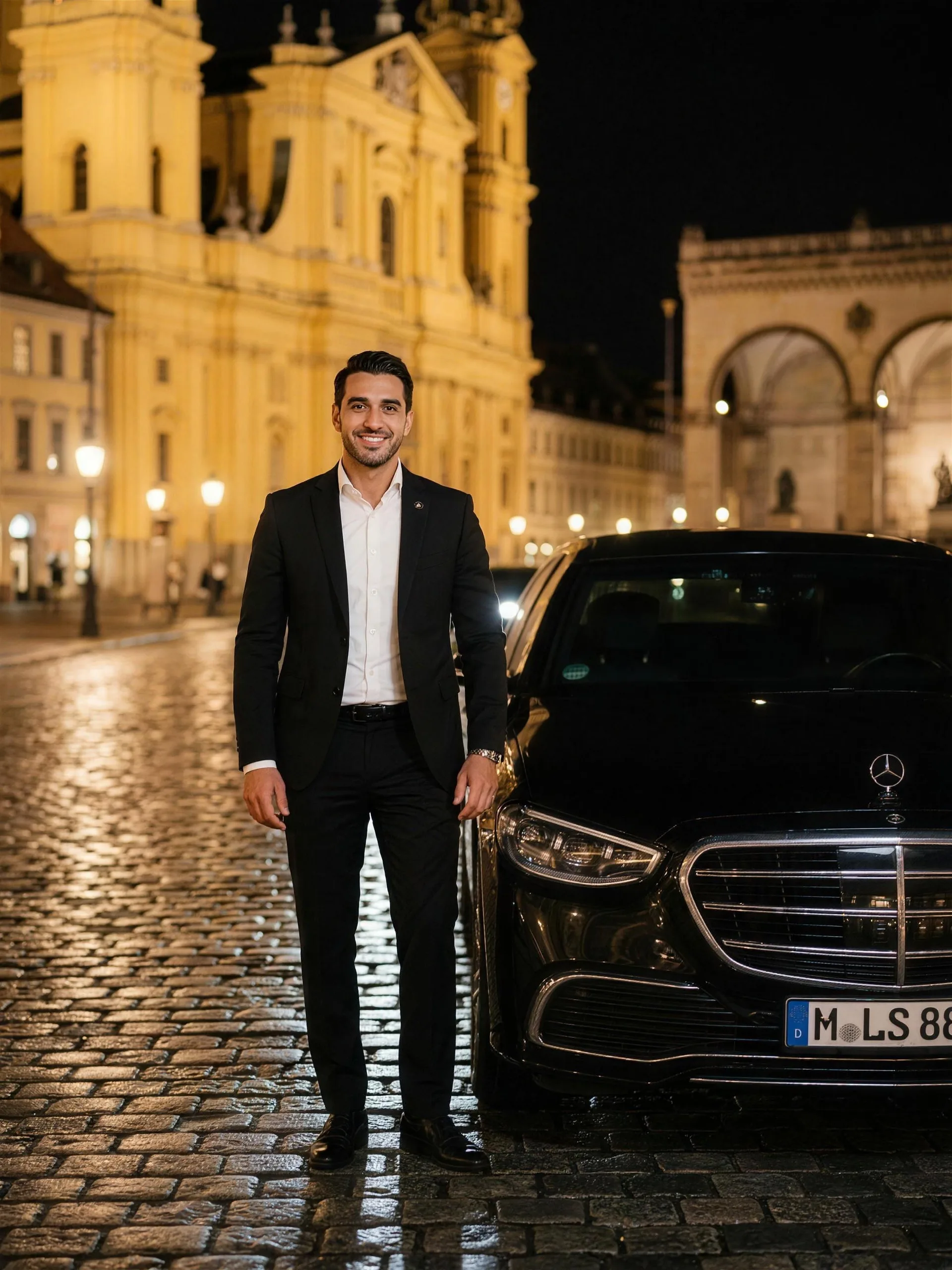 Chauffeur at the limousine